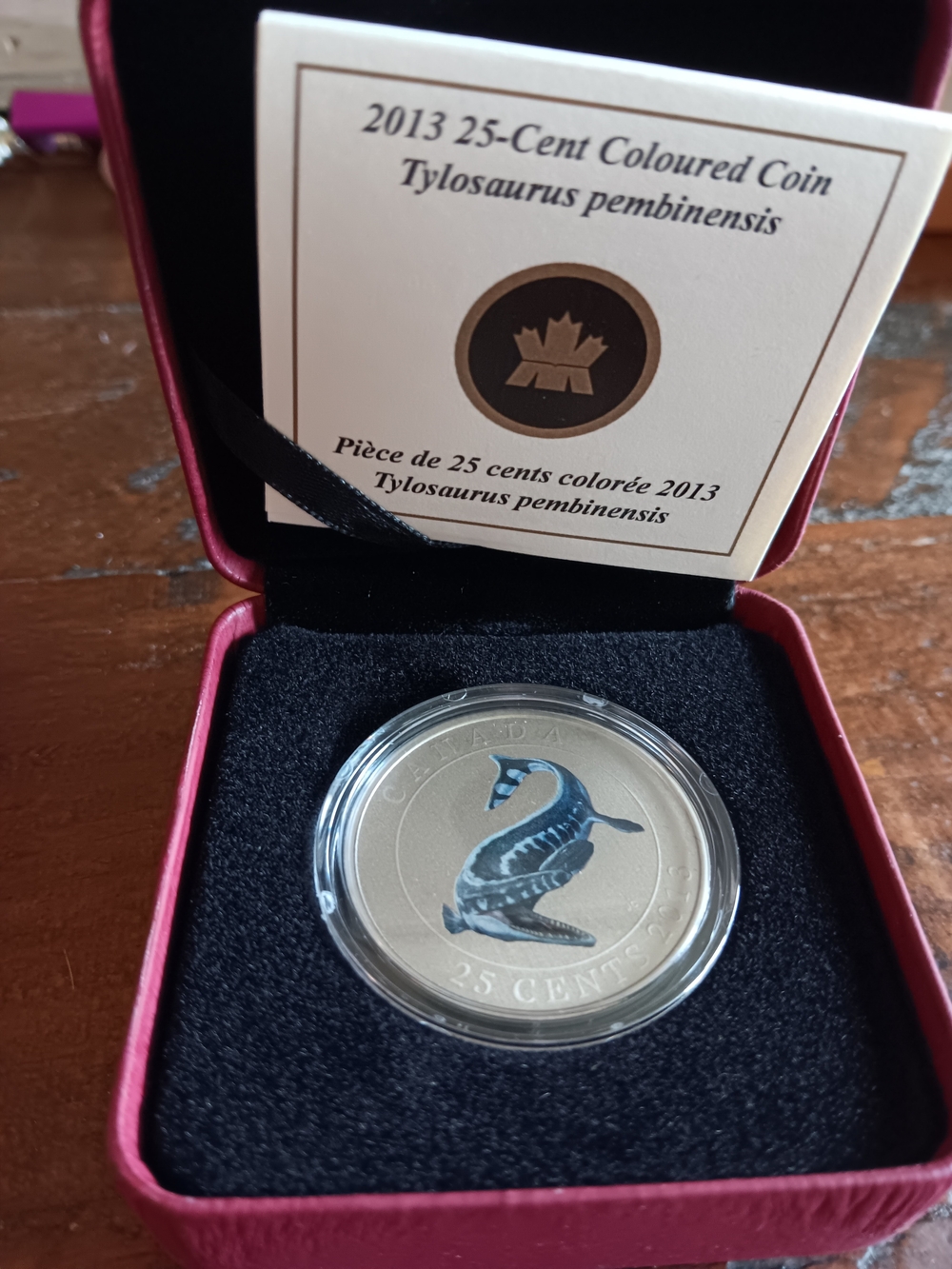 2013 Canadian 25-Cent Coloured Coin - Tylosaurus (Blue/Gold)